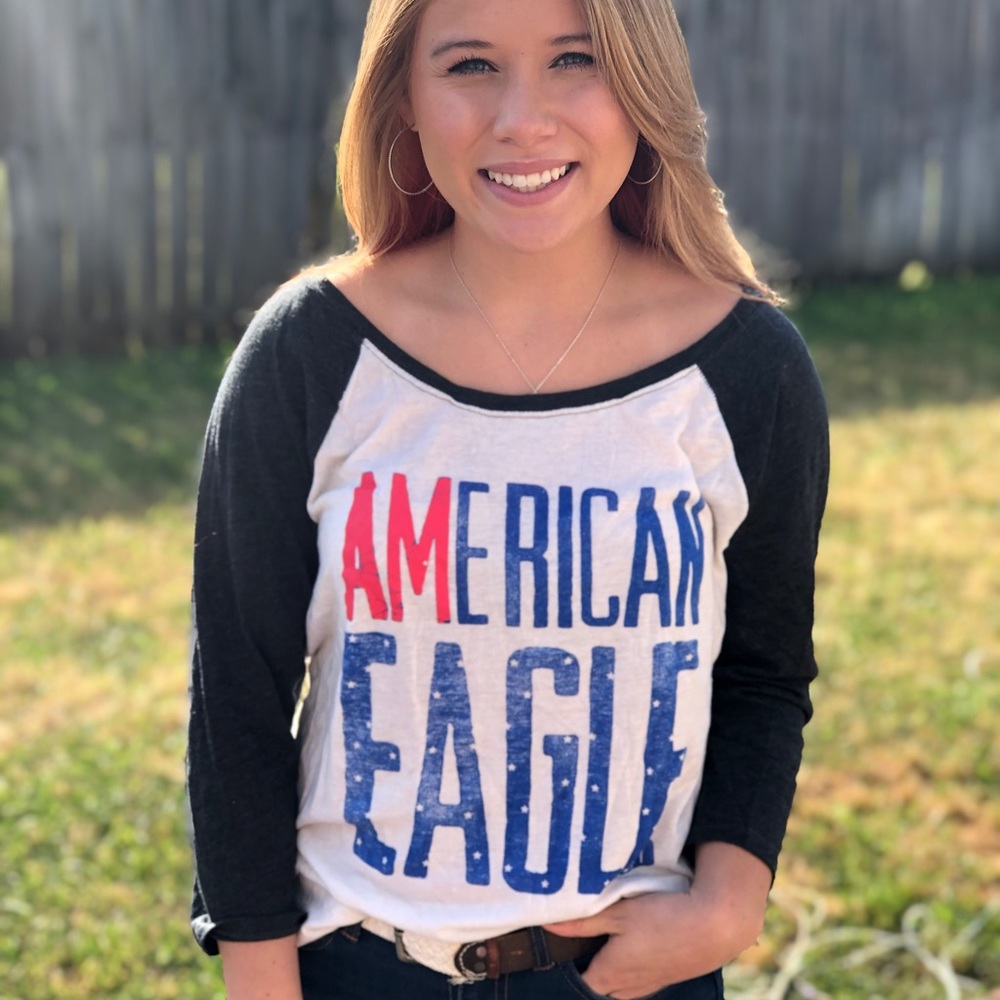 AEO vintage baseball Tee w/ 3/4 sleeves